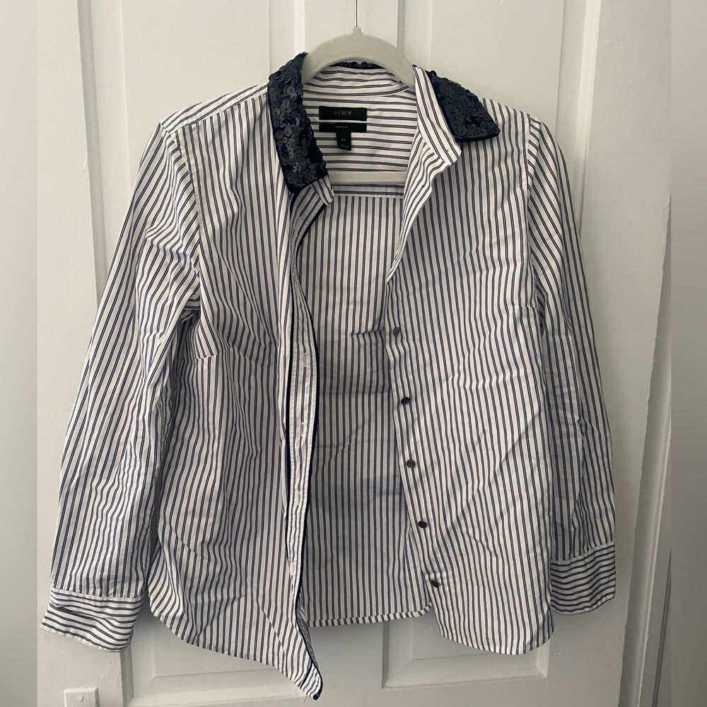 J.crew striped and sequin button up